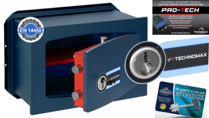 Nuova cassaforte Gold Key Pro Tech con chiave a doppia mappa e defender